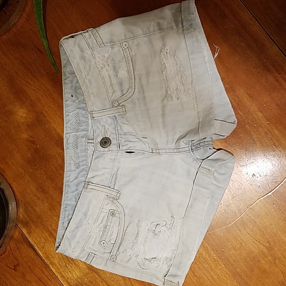 American Eagle Distressed Roll Cuff Low Rise Jean Shorts